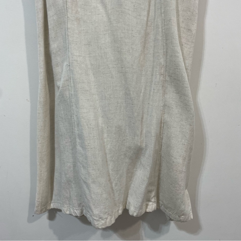 Japna LInen Cotton Blend Open Back Neutral Oatmeal Color Beach Mini Dress Size M - Picture 5 of 9